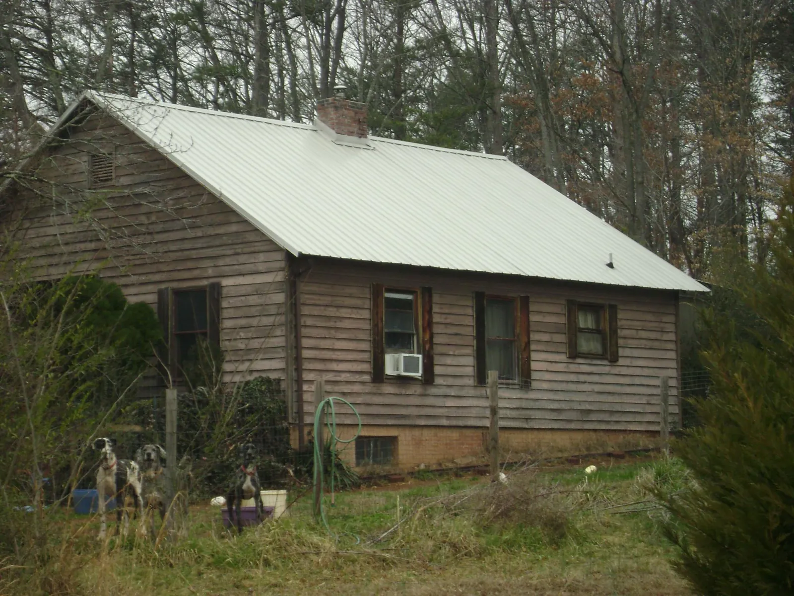 White metal roof on an old wood sided farmhouse, from a Metal Roof Installation job in Mentone
